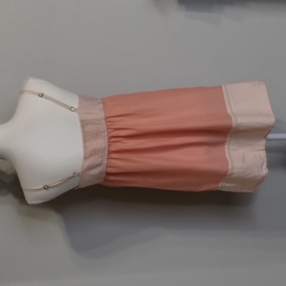Anthropologie Feather Bone dress adj strap pink gold size medium silk blend med - Picture 6 of 11